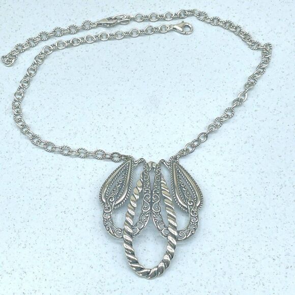Carolyn Pollack Sterling Silver Necklace Lasting Connections Rope Filigree 31.2g - Picture 5 of 12